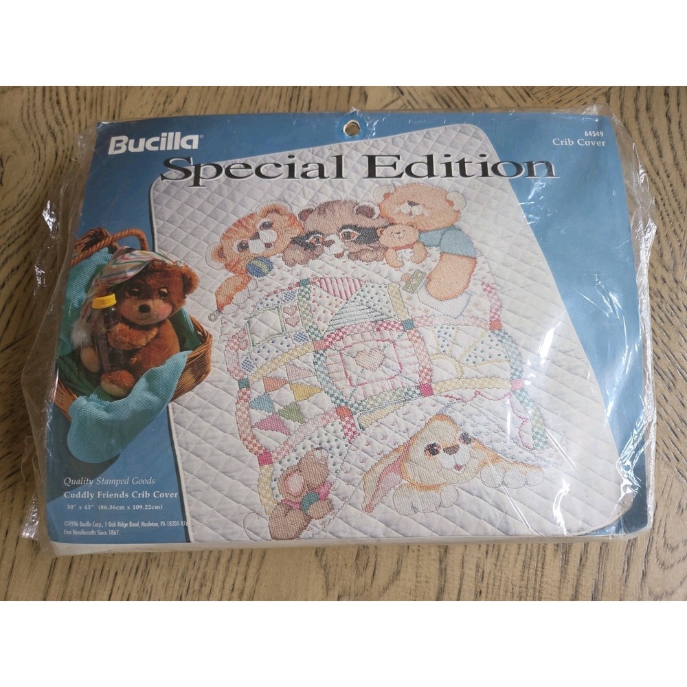 Bucilla Special Edition Cuddly Friends Crib Cover Stamped Cross Stitch 30X43 New